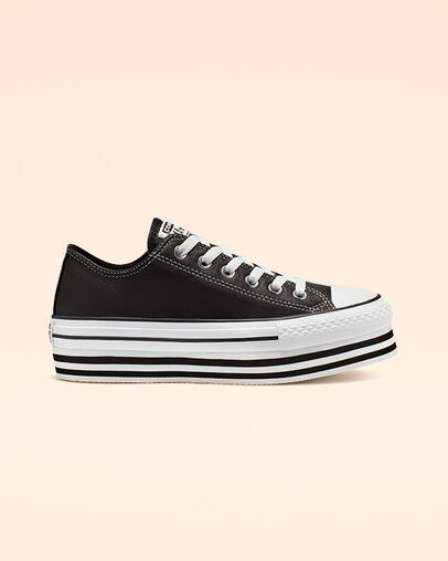 Chuck Taylor All Star Platform Low Top Black/White/Black, Outer Side View