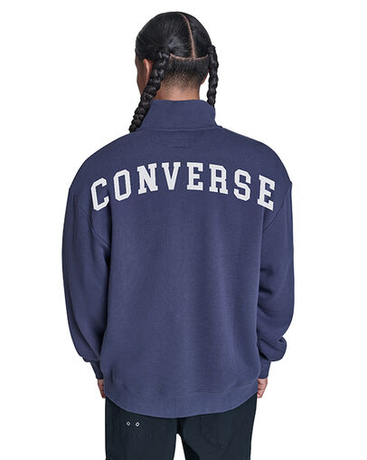 Retro Stripe Relaxed Quarter-Zip Sweatshirt Converse Navy Multi, Detail View