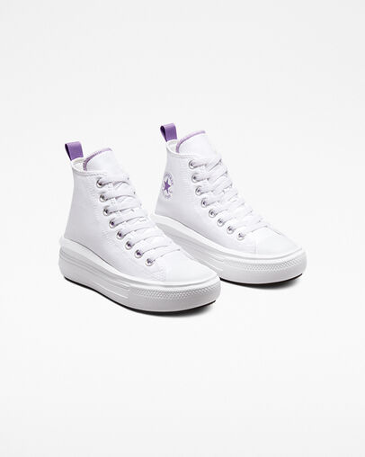 Chuck Taylor All Star Move Platform Blanc/Violet pixel/Blanc, Angled View