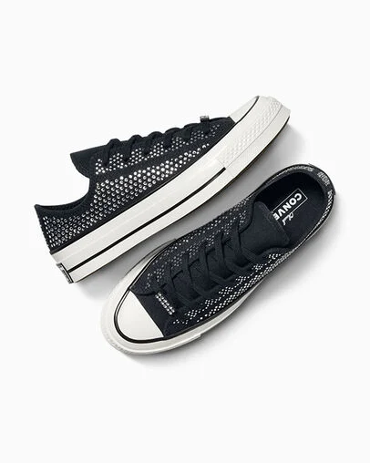 Chuck 70 with Swarovski&reg; crystals Black/Vintage White/Egret, Angled View