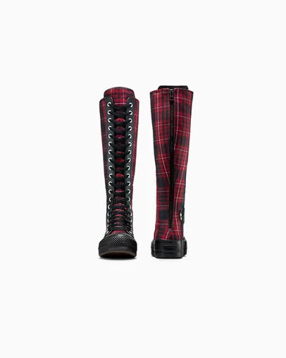 Chuck Taylor All Star Lift XXHi Platform Plaid Park Red/Black/Vintage White, Heel View