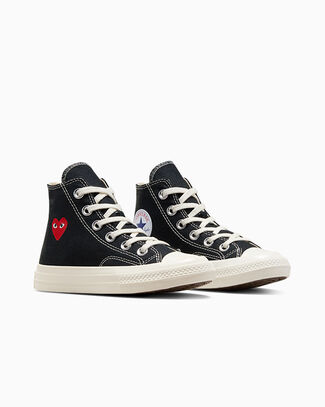 PLAY Comme des Gar&ccedil;ons Single Heart Chuck 70 Negro/Garza/Rojo, Outer Side View