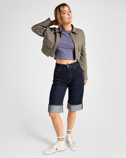 Ribbed Slim T-Shirt Lavande cendr&eacute;e, Back View