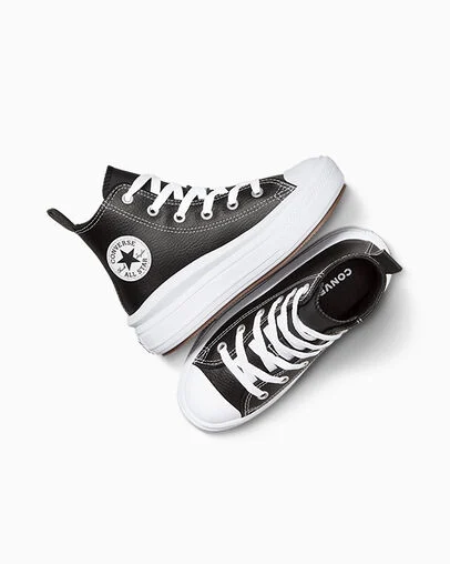 Chuck Taylor All Star Move Platform Leather Nero/Nero/Bianco, Angled View