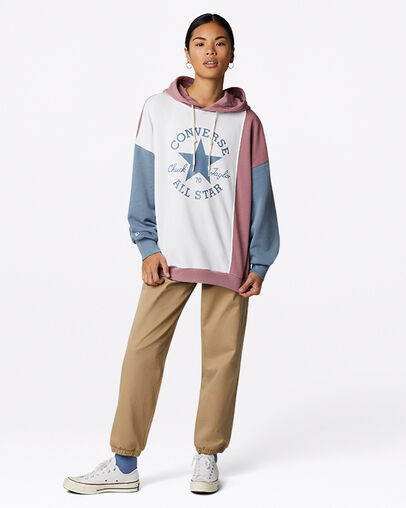 Sudadera con capucha Oversized Color-Blocked Pullover Aura multi rosa, Full Body View