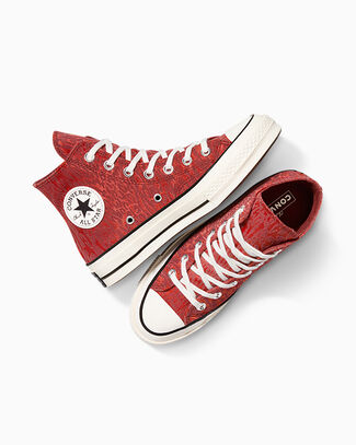 Converse Chuck 70 Satin Leopard High-Top Shoe In Red, Size 10 - A17643C