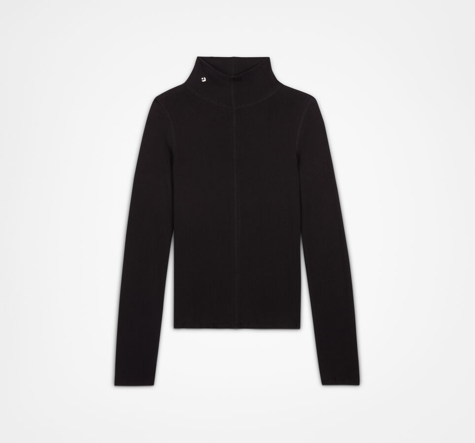 Long Sleeve Mock Neck Shirt Black