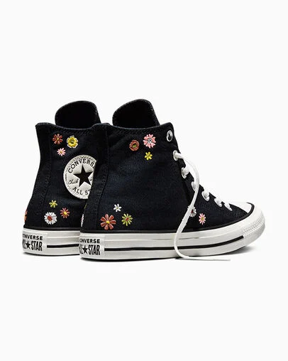 Chuck Taylor All Star Embroidered Florals Black/Bright Outlook/All Heat, Heel View