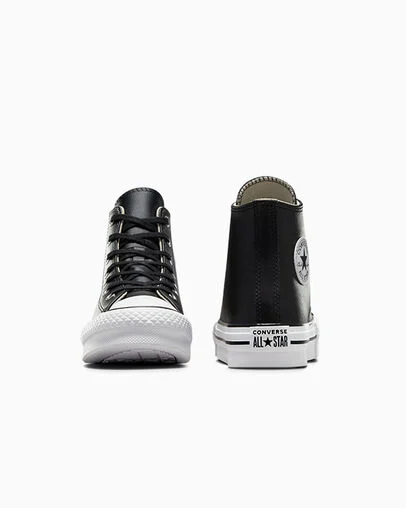 Chuck Taylor All Star EVA Lift Platform Leather Black/Natural Ivory/White, Heel View