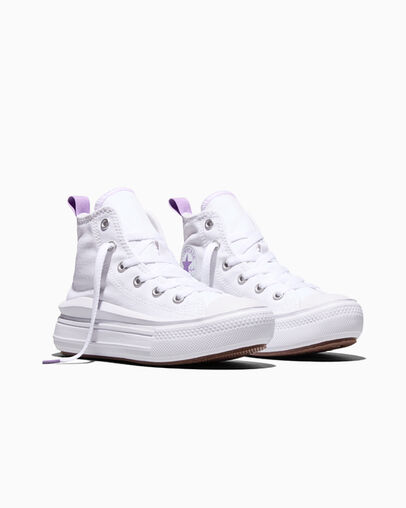 Chuck Taylor All Star Move Platform Blanc/Violet pixel/Blanc, Top and Side View
