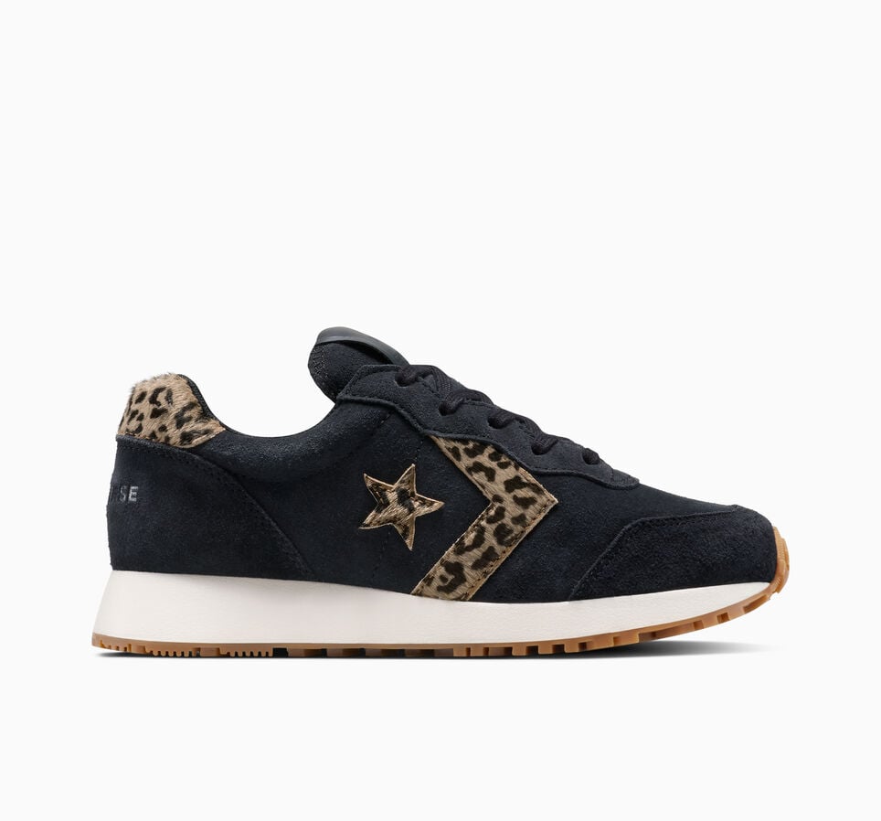Omega Trainer Leopard Pony Hair Black/Egret/Sand