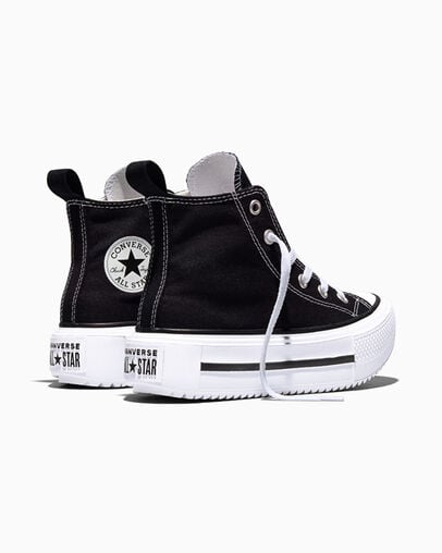 Chuck Taylor All Star Lift Double Stack Platform Black/White/Egret, Heel View