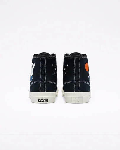 CONS x POP Trading Company x Miffy JP Pro Black/Egret/Egret, Heel View