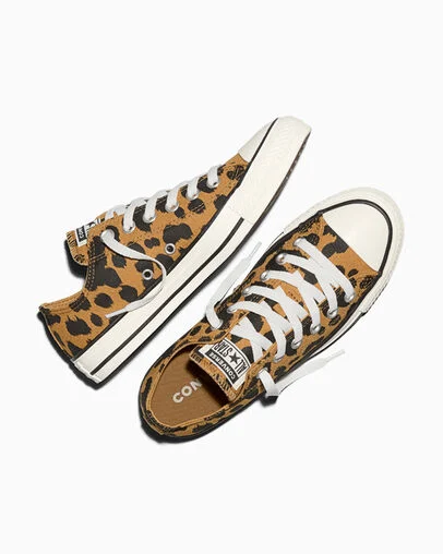 Chuck Taylor All Star Cow Print Honey Stick/Black/Egret, Angled View