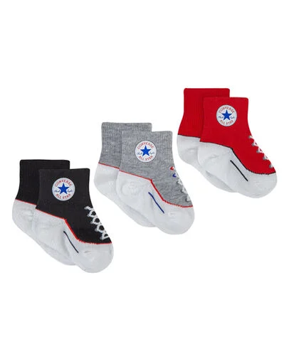 3-Pack Chuck Taylor Quarter Socks 6-24M Black, Front View