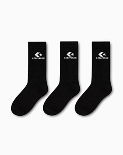 3-Pack Star Chevron Crew Socks Black, Front View