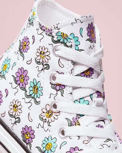 Chuck Taylor All Star Friendly Floral White/Pixel Purple, Detail Angle View