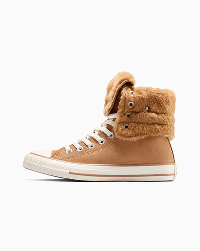 Chuck Taylor All Star Fold Over XHi Faux Fur Incensed/Incensed/Egret, Inner Side View