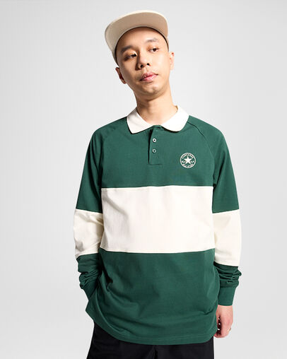 Marquis Retro Rugby Polo Green Envy, Front View