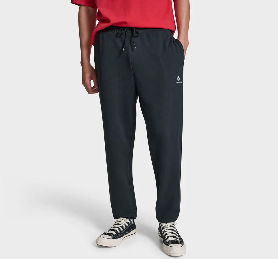 Embroidered Star Chevron Standard-Fit Pants Black