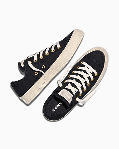Chuck Taylor All Star Espadrille Black/Gold/Papyrus, Angled View