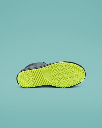 Leather & Reflective Chuck Taylor All Star Street Boot Almost Black/Lemon Venom/Black, Outsole View