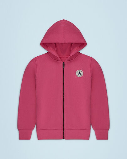 Sudadera con capucha con cremallera completa y parche Chuck Taylor Rosa mod, Front View