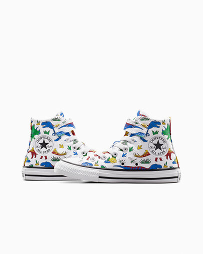Chuck Taylor All Star Easy-On Dino Party White/Totally Blue/Enamel Red, Detail Angle View