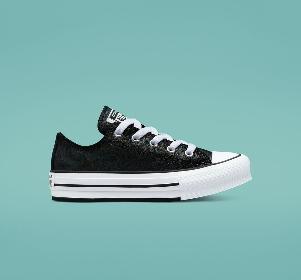 Chuck Taylor All Star Lift Platform Iridescent Leather Black/Black/White