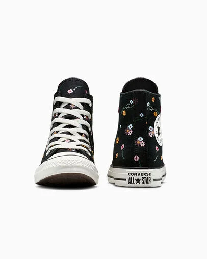 Chuck Taylor All Star Floral Embroidery Black/Frozen Acai/Branch Out, Heel View