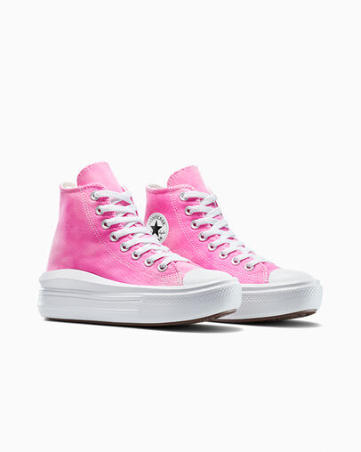 Chuck Taylor All Star Move Platform Color Splash Bianco/Fucsia caos, Top and Side View