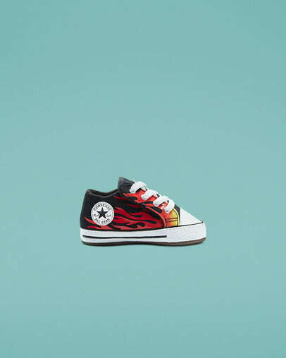 Archive Flames Chuck Taylor All Star Cribster Noir/Jaune vif/Rouge &eacute;mail, Outer Side View