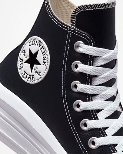 Chuck Taylor All Star Move Platform Foundational Leather Noir/Blanc/Blanc, Detail Angle View