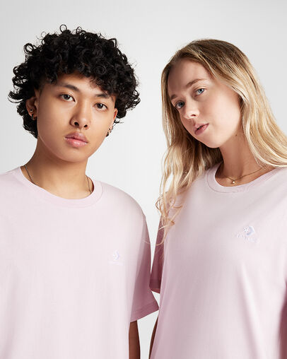 Converse Go-To Embroidered Star Chevron Standard-Fit T-Shirt Summit Pink, Detail View