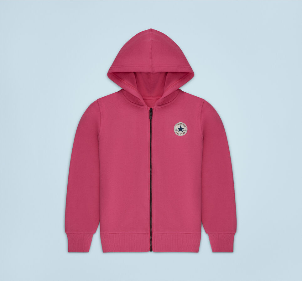 Sudadera con capucha con cremallera completa y parche Chuck Taylor Rosa mod