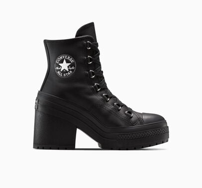 Converse Chuck 70 De Luxe Heel Platform Leather Black/Silver/Black
