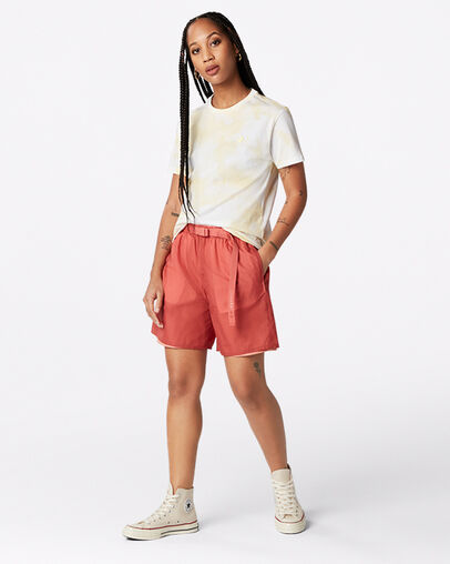 Short &agrave; boucle en nylon Terre cuite rose, Full Body View