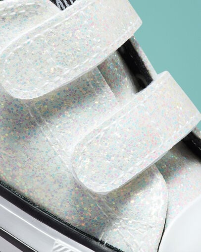 Chuck Taylor All Star Easy-On Iridescent Glitter Argent/Noir/Blanc, Detail Angle View