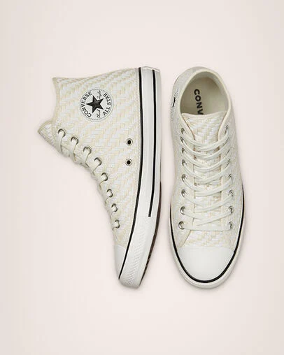 Chuck Taylor All Star Tonal Weaving White/Black/Black, Top and Side View