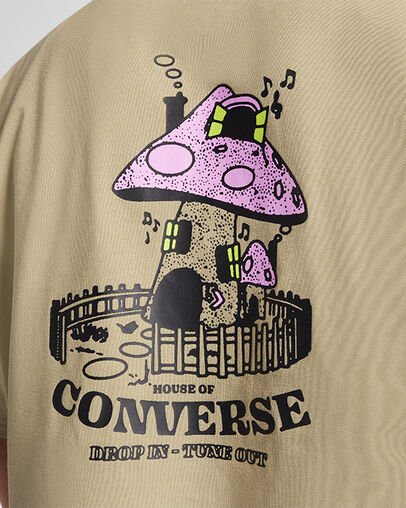 Mushroom Cottage T-Shirt Mossy Sloth, Detail View