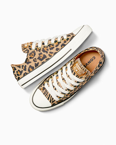 Chuck Taylor All Star Leopard Noir/&Eacute;cru/Brun chouette, Angled View