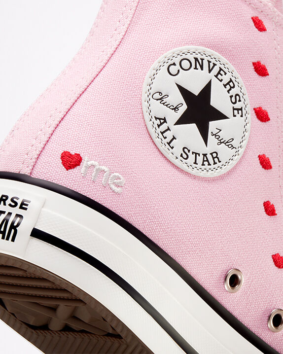 pink converse with heart