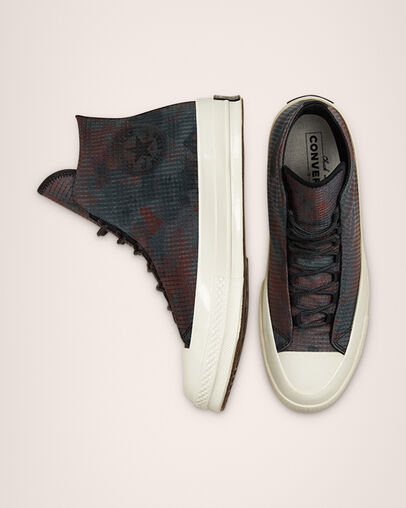 Chuck 70 Washed Florals Black/Terracotta Pink, Top and Side View