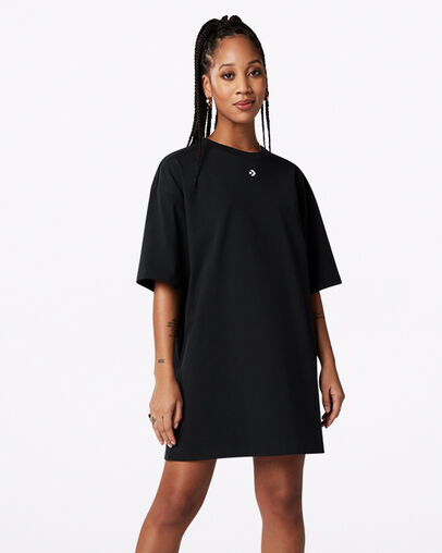 Wordmark Oversized T-Shirt Dress Converse Black, Front View