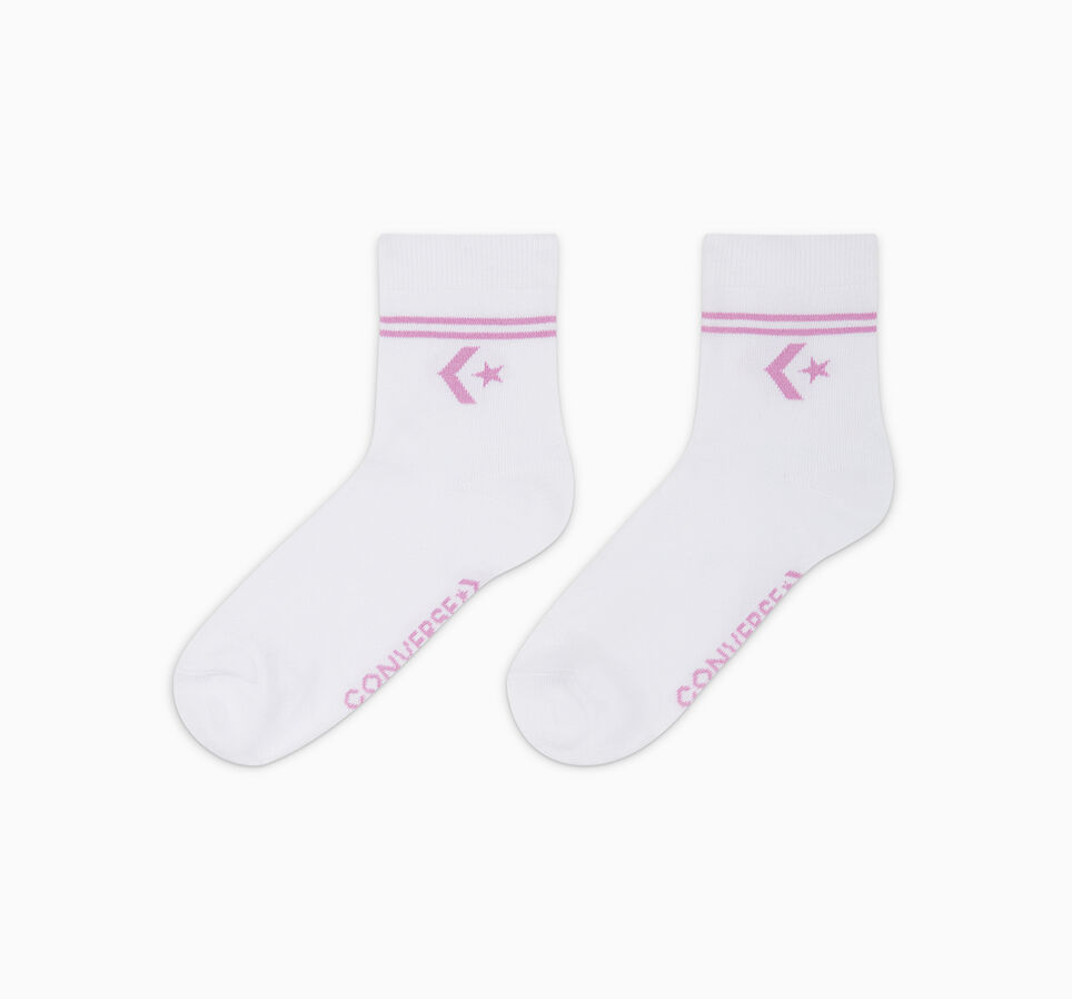 2-Pack Double Stripe Ankle Socks Peony Pink/White