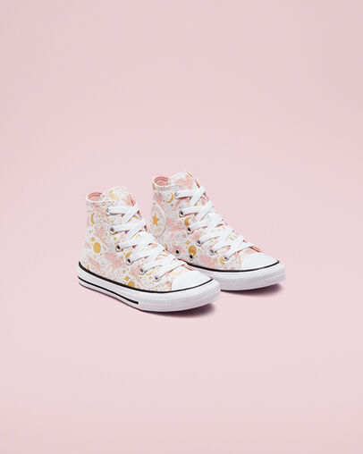 Chuck Taylor All Star Constellations White/Storm Pink/Gold, Angled View