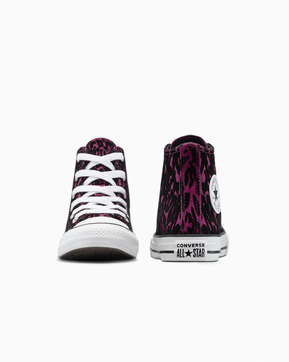 Chuck Taylor All Star Flocked Leopard Print Frozen Acai/White/Black, Heel View