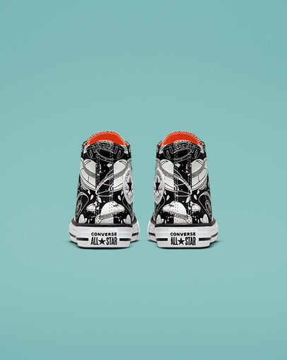 Chuck Taylor All Star Space Kid Black/White/Black, Heel View