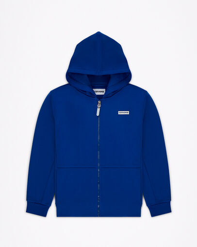 Heavyweight Hybrid Fleece Full Zip Hoodie Laser Blue, Front View