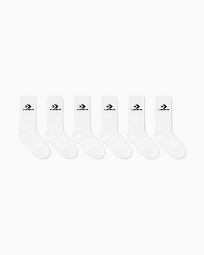 6-Pack Star Chevron Crew Socks White, 3/4 View